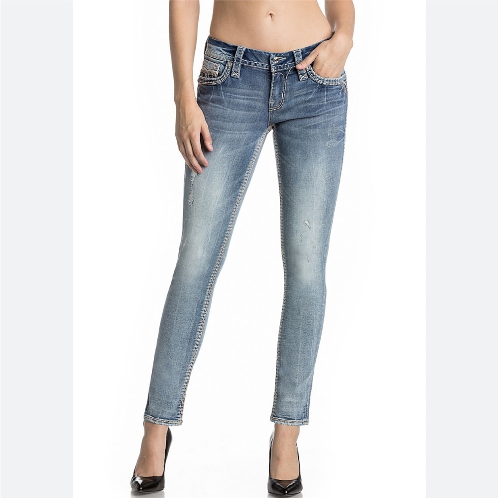 Miss Me Distressed Skinny Jeans Sz 26 Blue Faded